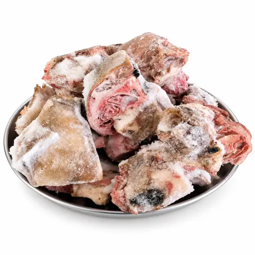 Singed whole beef head skin (mask), loose pack, frozen.